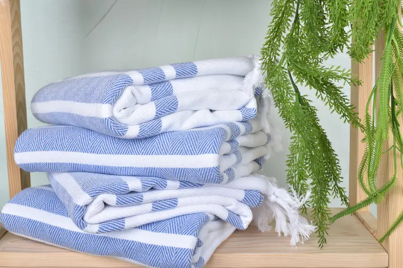 Large Turkish Towel, 70x40 Cotton Herringbone Towel, Bridesmaid Proposal Gift, Bridal Shower Gift, Fringed Turkish towel for poolside, Fouta towel - 7