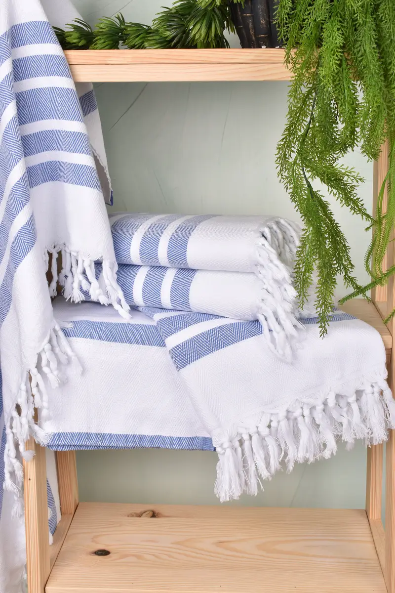Large Turkish Towel, 70x40 Cotton Herringbone Towel, Bridesmaid Proposal Gift, Bridal Shower Gift, Fringed Turkish towel for poolside, Fouta towel - 6