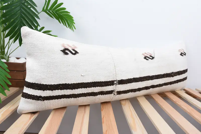 Home Decor Pillow, Turkish Rugs Cushion Case, Throw Kilim Pillow, Toss Pillow Case, 12x36 White Pillow Cover, Pillow Case, Antique Pillows - 4