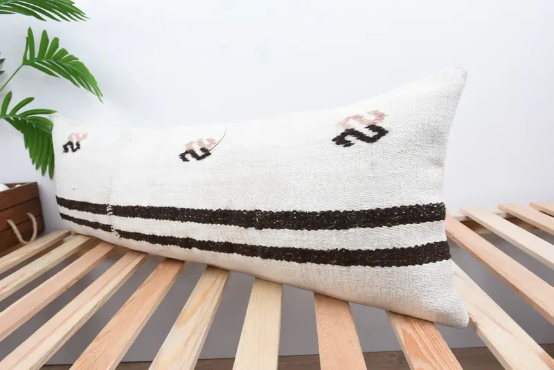 Home Decor Pillow, Turkish Rugs Cushion Case, Throw Kilim Pillow, Toss Pillow Case, 12x36 White Pillow Cover, Pillow Case, Antique Pillows - 5