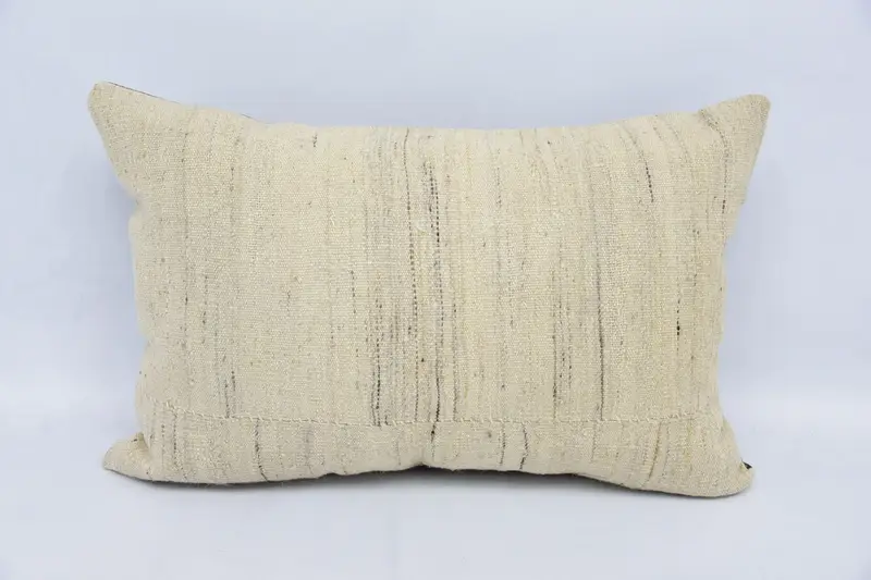 Shabby Chic Pillow Cover, Ethnical Kilim Rug Pillow, Home Decor Pillow, Cushion, 16x24 White Pillow Cover, Kilim Pillow, Sustainable Cushion Cover - 1