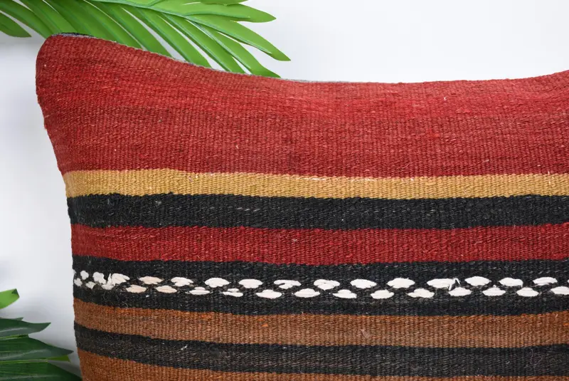 Kilim Pillow, Vintage Throw Pillow Case, Turkish Pillow, Ethnical Kilim Rug Pillow, 18x18 Brown Cushion Case, Natural Cushion Case, Cushion Cover - 2