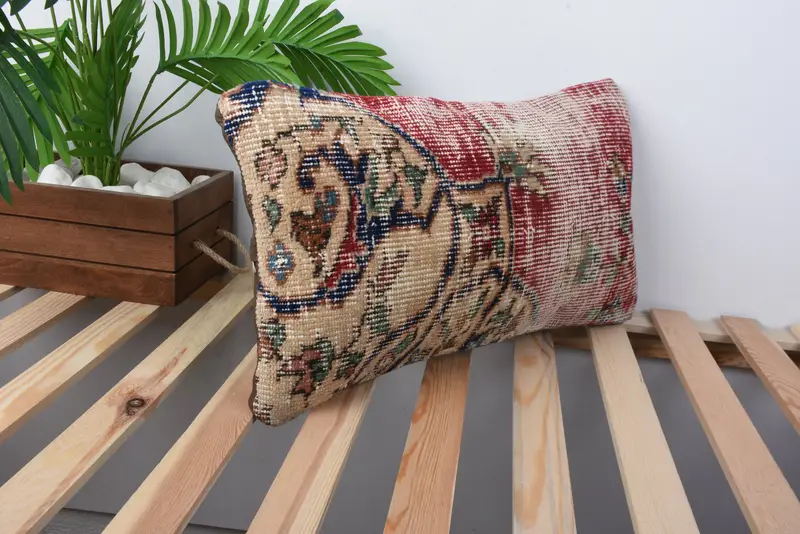 Sofa Pillow Sham, Home Decor Pillow, 12x20 Red Pillow, Boho Pillow, Vintage Pillow, Outdoor Throw Pillow Case, Pillow Sham - 4
