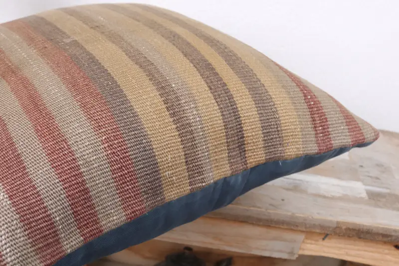 Outdoor Bolster Pillow Cover, Pillow Sham, Boho Pillow, 16x16 Brown Pillow Case, Kilim Cushion Sham, Vintage Kilim Throw Pillow - 6