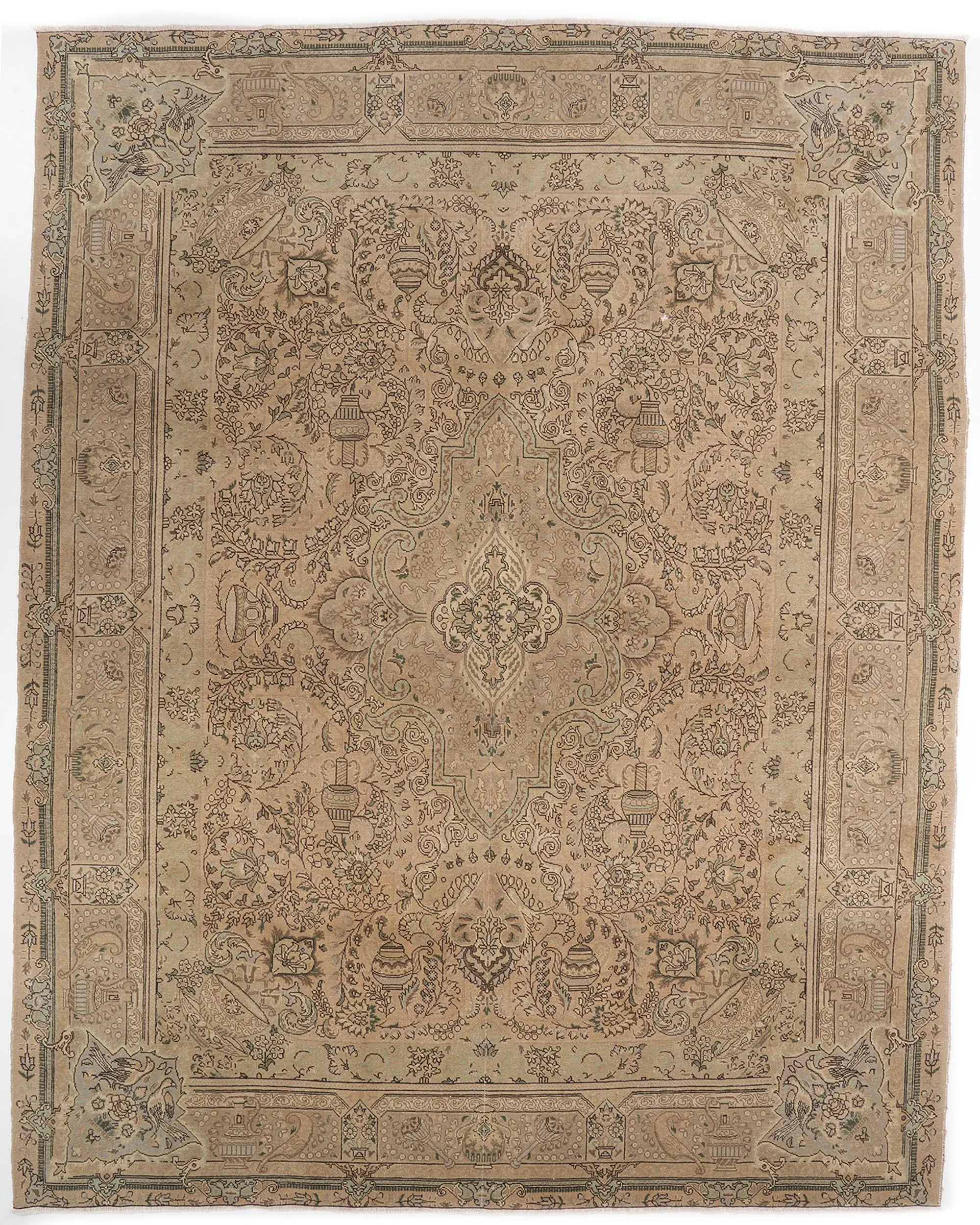 10x12.6 ft Rug, Vintage Turkish Rug, Brown Green Rug - 1