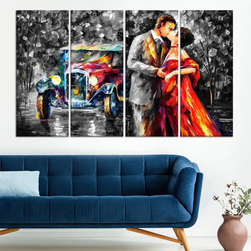 Zeitgenössische Leinwand: Meereslandschaft mit riesigem Vollmondschein