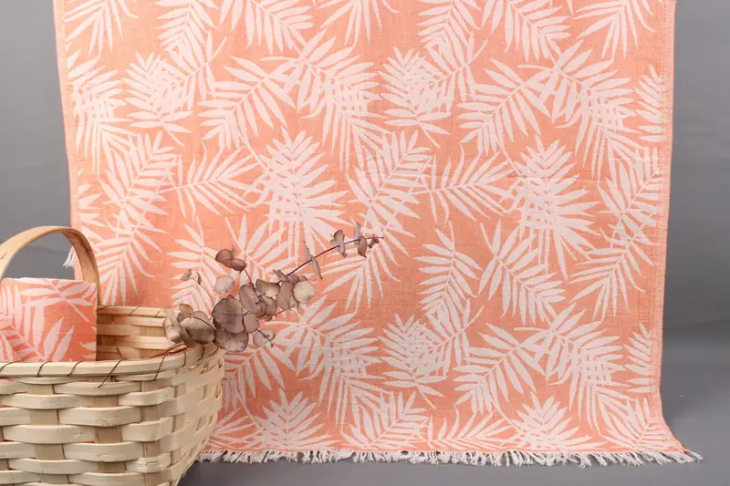 Turkish Beach Towel Personalized Floral Patterned Orange, 40x63 Inches