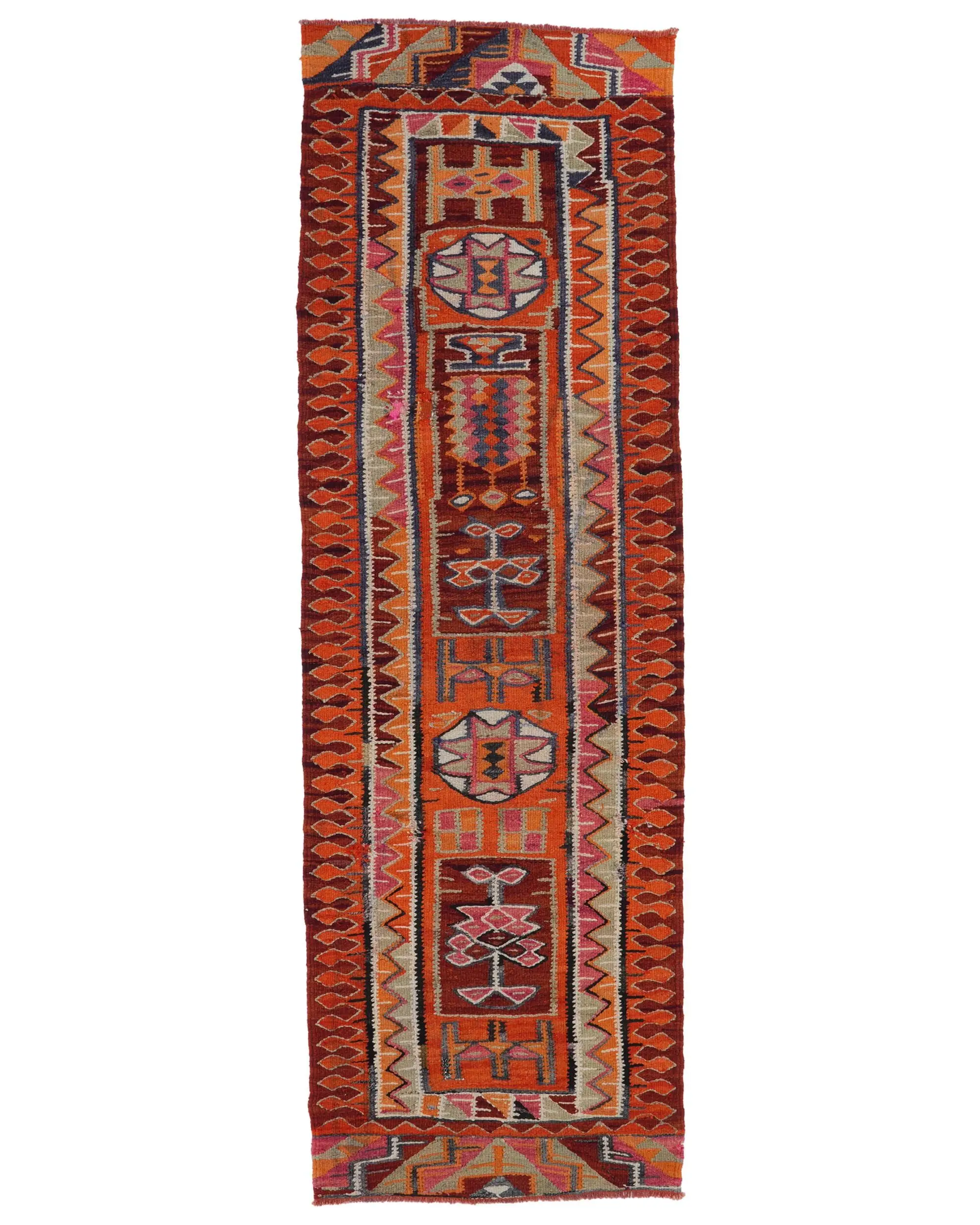 Orange, Blue Camouflage Rug, 2.9x9.2 ft Chic Decor - 1