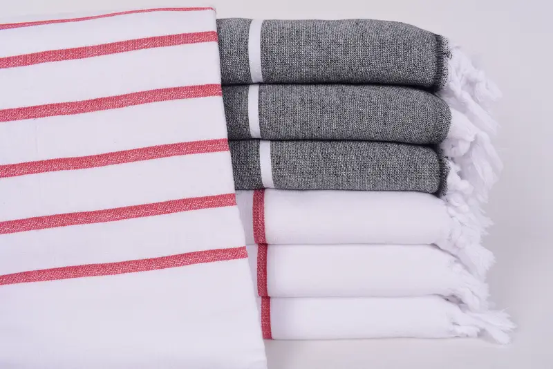 Turkish Bath Towel Organic Cotton Black Striped, Beach Towel, 63x40 Inches