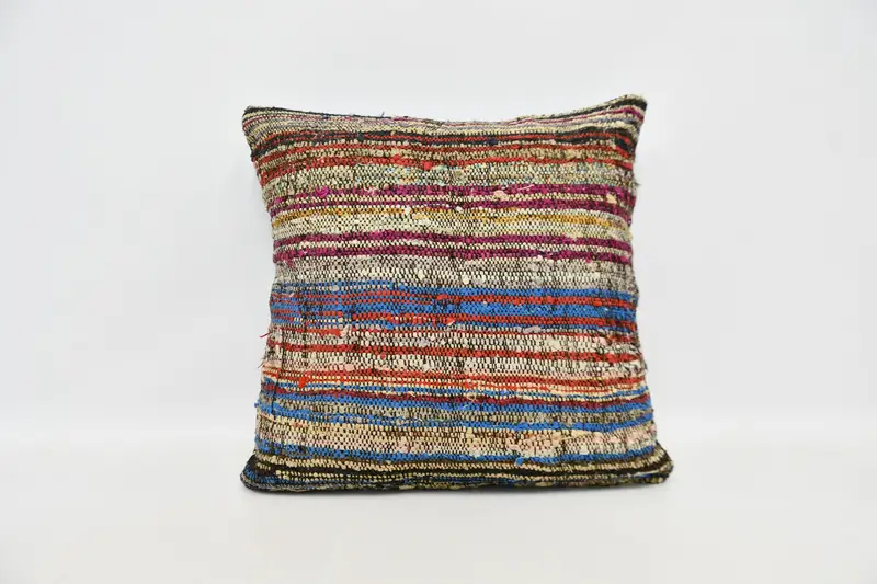 24x24 Blue Cushion Cover, Cushion Cover, Home Decor Pillow, Vintage Kilim Throw Pillow, Sustainable Cushion Case, Vintage Pillow - 1