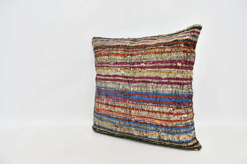 24x24 Blue Cushion Cover, Cushion Cover, Home Decor Pillow, Vintage Kilim Throw Pillow, Sustainable Cushion Case, Vintage Pillow - 4