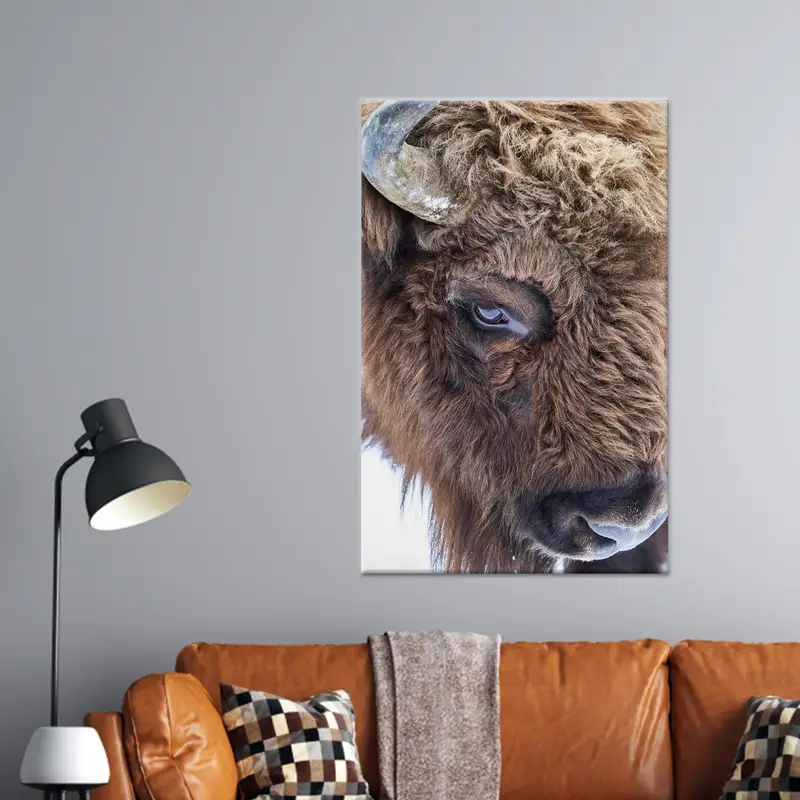 Trendy Man Cave için Zarif Çiftlik Evi Vahşi Boğa Kanvas Tablo