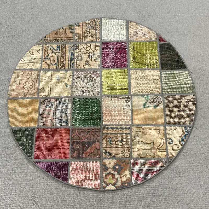 Lebendiger Regenbogenteppich, marokkanisches Muster, 2,8 x 2,8 Fuß