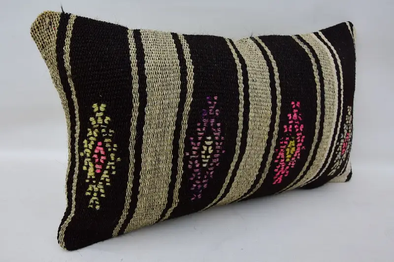 Custom Pillow Case, Kilim Pillow Cover, Vintage Kilim Throw Pillow, 12x20 Brown Pillow Sham, Pillow Case, Bright Pillow Cover, Turkish Kilim Pillow - 2