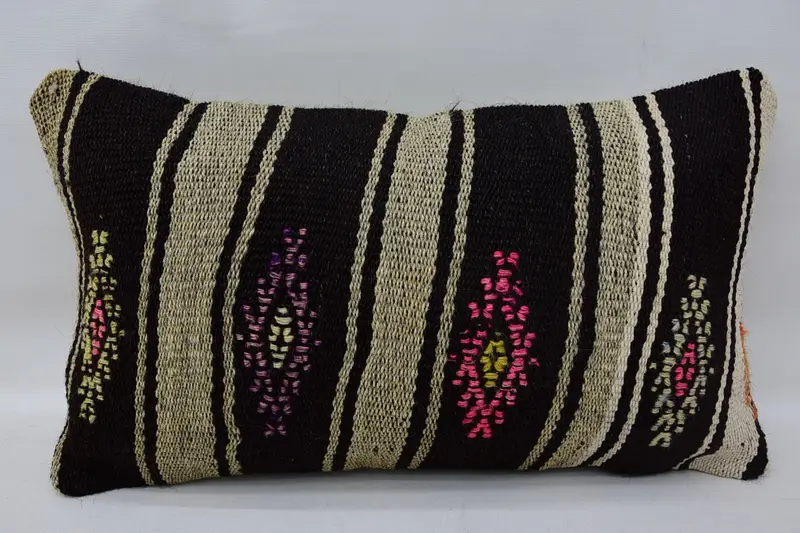 Custom Pillow Case, Kilim Pillow Cover, Vintage Kilim Throw Pillow, 12x20 Brown Pillow Sham, Pillow Case, Bright Pillow Cover, Turkish Kilim Pillow - 4