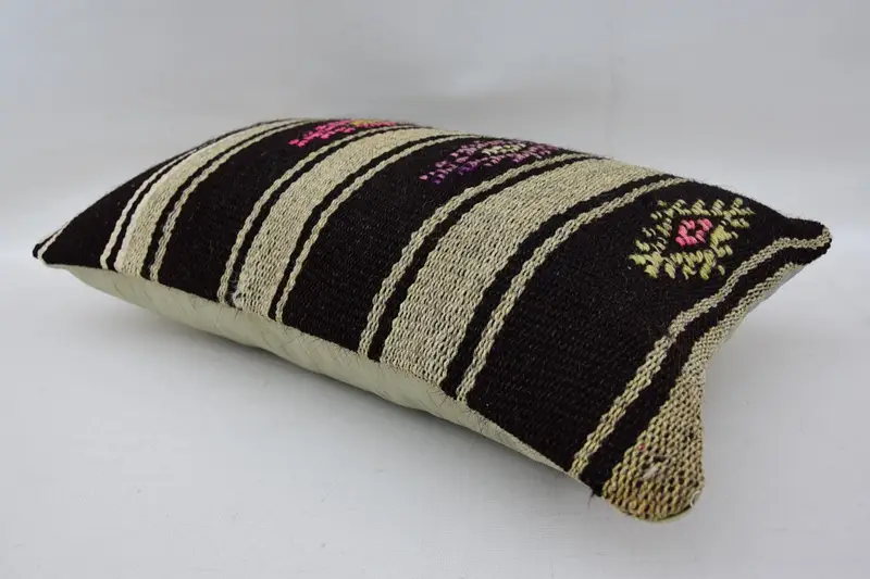 Custom Pillow Case, Kilim Pillow Cover, Vintage Kilim Throw Pillow, 12x20 Brown Pillow Sham, Pillow Case, Bright Pillow Cover, Turkish Kilim Pillow - 6