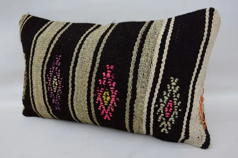 Custom Pillow Case, Kilim Pillow Cover, Vintage Kilim Throw Pillow, 12x20 Brown Pillow Sham, Pillow Case, Bright Pillow Cover, Turkish Kilim Pillow - 3