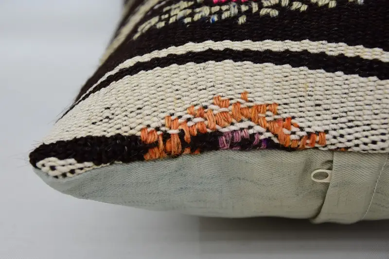 Custom Pillow Case, Kilim Pillow Cover, Vintage Kilim Throw Pillow, 12x20 Brown Pillow Sham, Pillow Case, Bright Pillow Cover, Turkish Kilim Pillow - 5