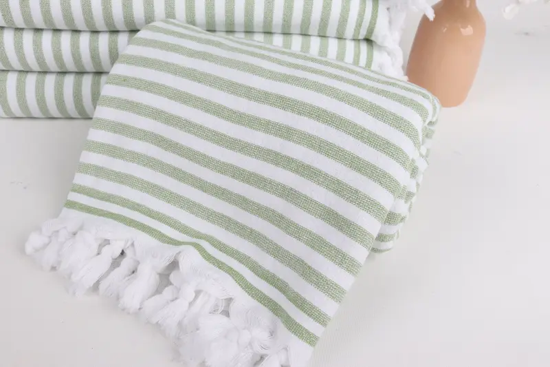 Sand-free towel, Best Beach Towel, Embroidered Beach Towel, Gym Towel, Gift For Coworker, 70x36 Linen Terry Striped Towel, Housewarming Gift - 4