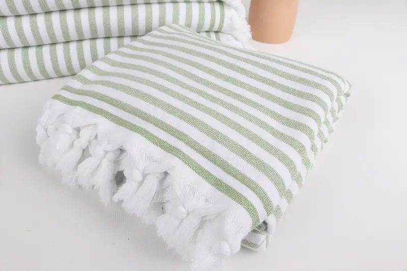 Sand-free towel, Best Beach Towel, Embroidered Beach Towel, Gym Towel, Gift For Coworker, 70x36 Linen Terry Striped Towel, Housewarming Gift - 5