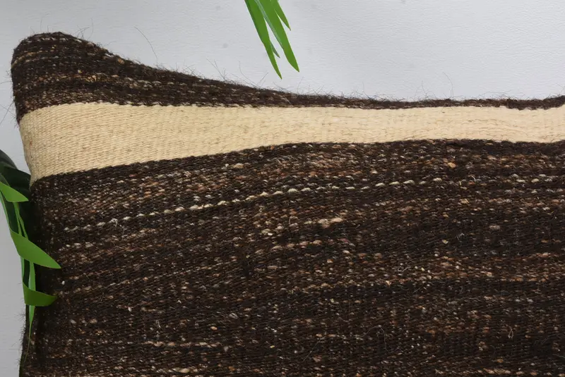 Ethnic Throw Cushion Case, Pillow for Sofa, Handmade Pillow Cover, Pillow for Couch, Throw Kilim Pillow, Pillow Sham, 12x24 Brown Pillow Sham - 2