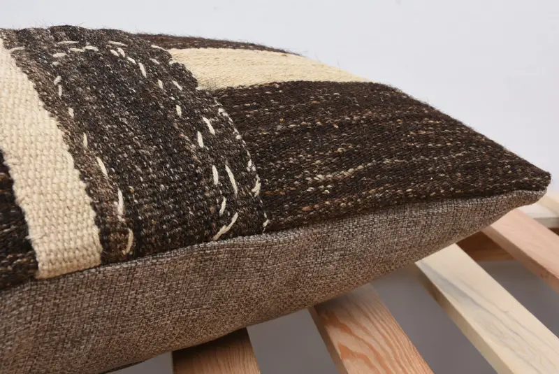 Ethnic Throw Cushion Case, Pillow for Sofa, Handmade Pillow Cover, Pillow for Couch, Throw Kilim Pillow, Pillow Sham, 12x24 Brown Pillow Sham - 7