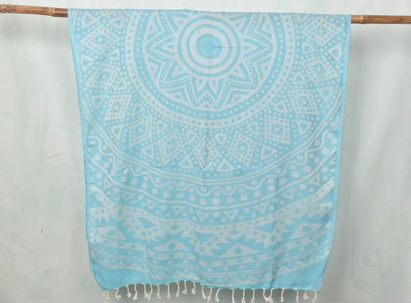 Boyfriend Gift Turquoise Cotton Towel Handmade, 40x71 Inches