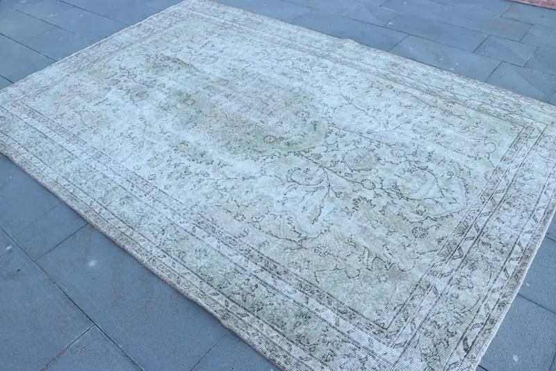Vintage 6,1x9,2 ft großer Teppich, türkischer Teppich, grauer Oushak-Teppich - 1