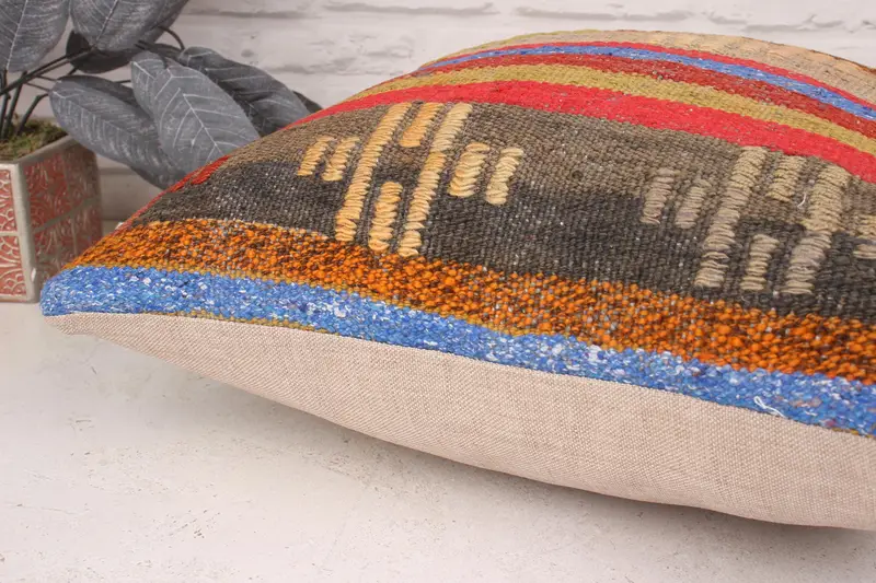 Cushion, 20x20 Red Cushion Cover, Neutral Pillow Cover, Garden Cushion Case, Seat Cushion, Boho Pillow, Antique Pillows, Vintage Kilim Pillow - 6