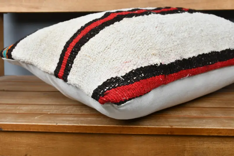 Turkish Corner Pillow, Pillow Case, Boho Pillow Sham Cover, 16x24 Beige Pillow Case, Handmade Kilim Cushion, Boho Pillow, Muted Pillow Sham - 4