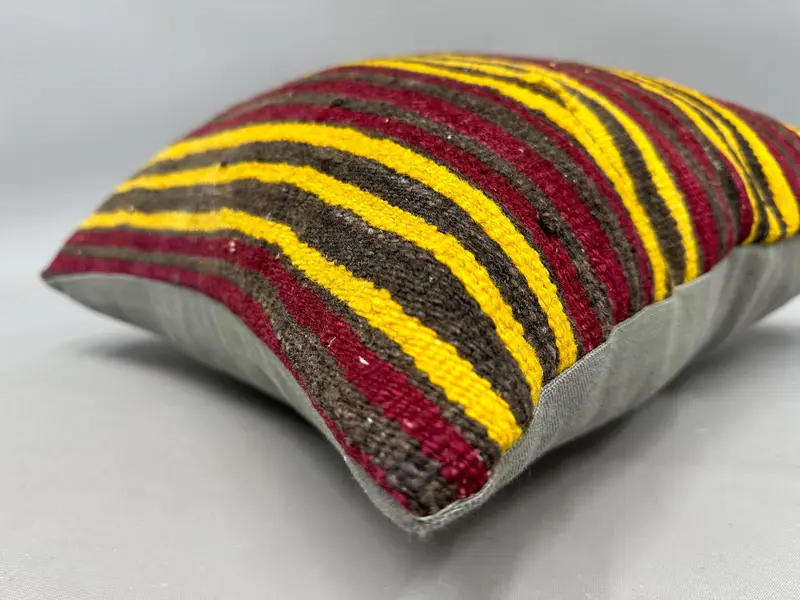 Interior Designer Pillow, Turkish Kilim Pillow, Pillow Sham, Handmade Kilim Cushion, 20x20 Yellow Pillow Case, Nautical Throw Pillow Case - 6