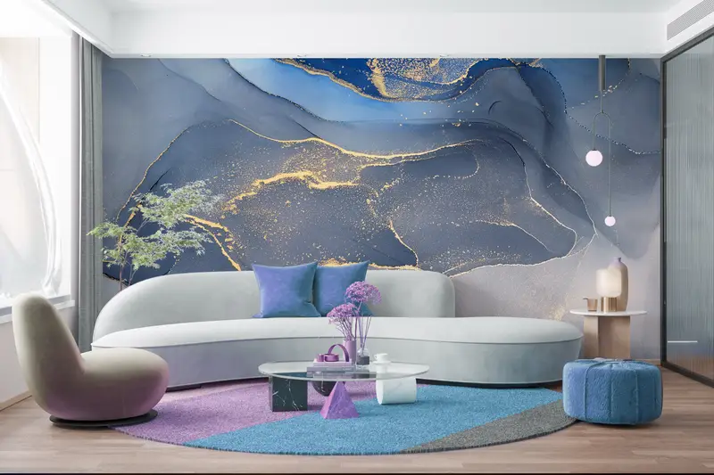 Modern Mekanlar için Zarif Çağdaş Altın Mermer Baskılı Duvar Kağıdı