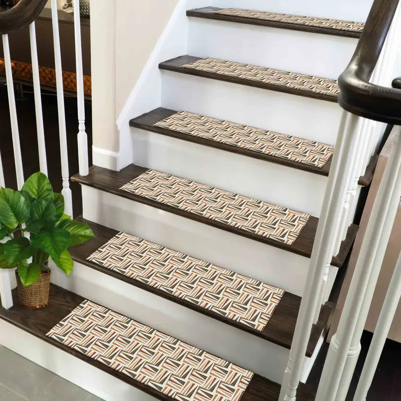 Geometric Pattern Stair Rug, Printed Kilim Design for Modern Homes