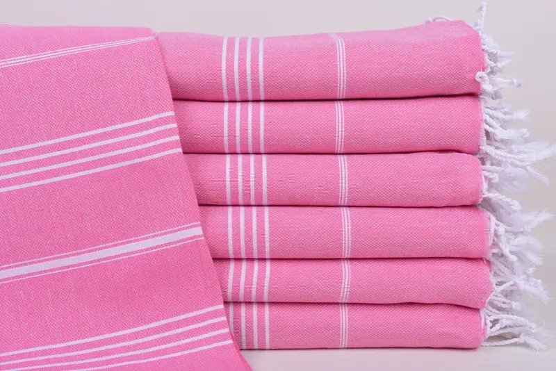 Pink Striped Organic Cotton Bath Towel, 70x40 Inches