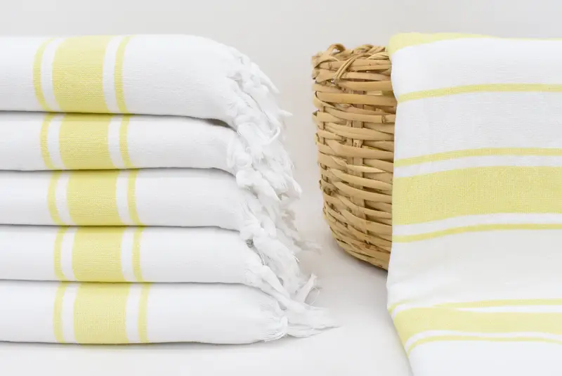Wedding Towel Yellow Striped Terry Towel, Personalized Home Gift, 63x36 Inches