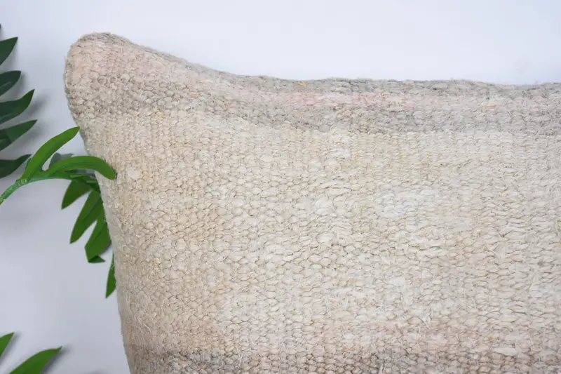 Pillow for Couch, Sustainable Pillow Sham, 24x24 Beige Pillow Cover, Cushion, Square Throw Cushion, Antique Pillows, Turkish Kilim Pillow - 2