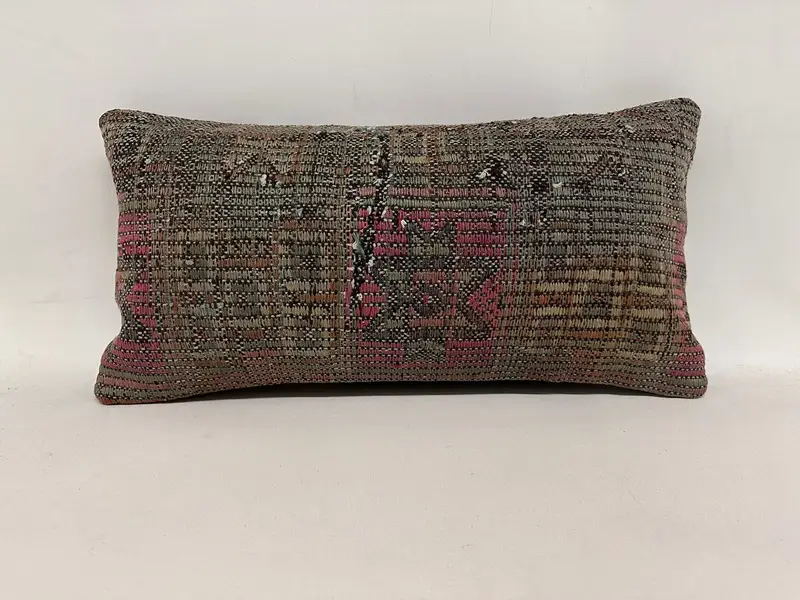 Gift Pillow, 12x24 Brown Cushion Cover, Vintage Kilim Throw Pillow, Customized Cushion Case, Handmade Kilim Cushion, Cushion Case - 1
