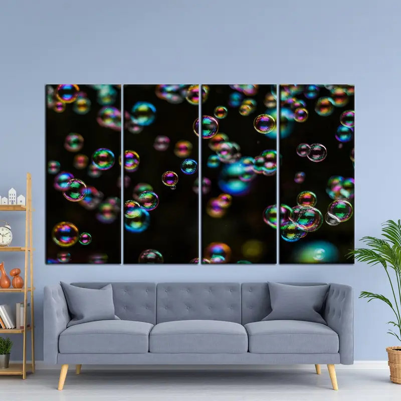 Bubbless Wall Decor, Black Canvas Art, Colorful Art Decor, Bubbless Canvas Art, Kids Room Decor, Canvas Wall Art, Modern Canvas Art - 3