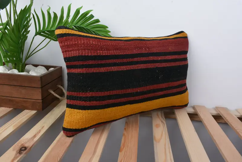 Chair Pillow Cover, Boho Pillow, Kilim Pillow Cover, Home Decor Pillow, Cushion, Lounge Throw Pillow Sham, Bed Pillow Sham, 12x20 Red Pillow - 4
