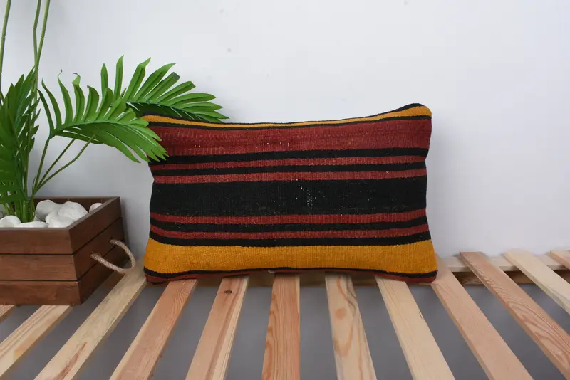 Chair Pillow Cover, Boho Pillow, Kilim Pillow Cover, Home Decor Pillow, Cushion, Lounge Throw Pillow Sham, Bed Pillow Sham, 12x20 Red Pillow - 1