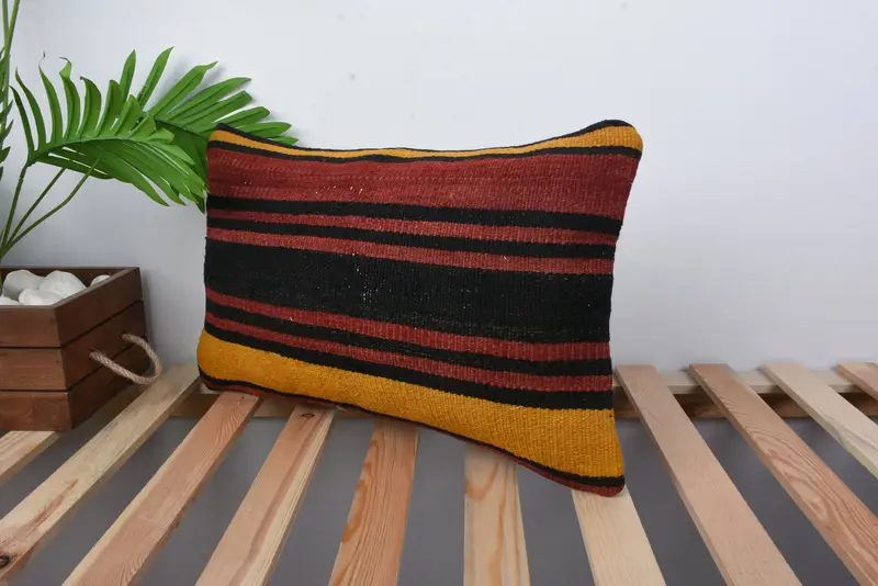 Chair Pillow Cover, Boho Pillow, Kilim Pillow Cover, Home Decor Pillow, Cushion, Lounge Throw Pillow Sham, Bed Pillow Sham, 12x20 Red Pillow - 5