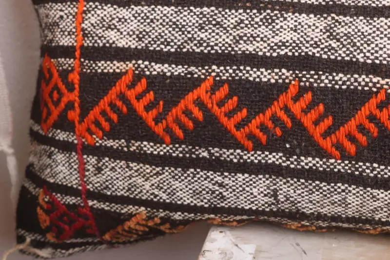 Home Decor Pillow, Outdoor Patio Cushion, 12x48 Orange Cushion, Kilim Pillow, Gift Pillow, Cushion Cover, Vintage Throw Pillow Cover - 3