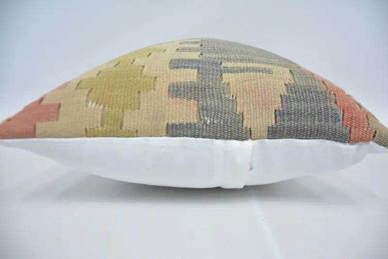 Kilim Cushion Sham, Ethnical Kilim Rug Pillow, Boho Pillow Sham Cover, Pillow, Pastel Pillow Cover, 16x24 Blue Pillow Cover, Pet Cushion Case - 5