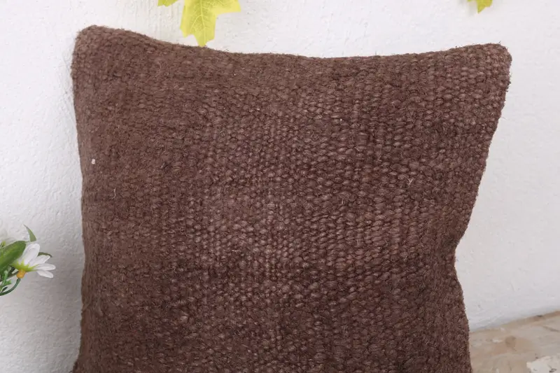 Kilim Pillow Cover, 12x12 Brown Cushion Case, Home Decor Pillow, Vintage Pillow, Cushion - 5