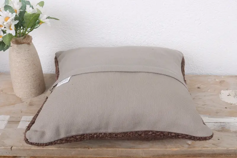 Kilim Pillow Cover, 12x12 Brown Cushion Case, Home Decor Pillow, Vintage Pillow, Cushion - 7