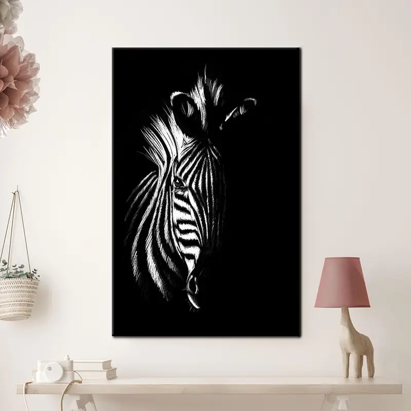 Modern Zebra Lover Canvas Art: Elegant Black & White Abstract Print