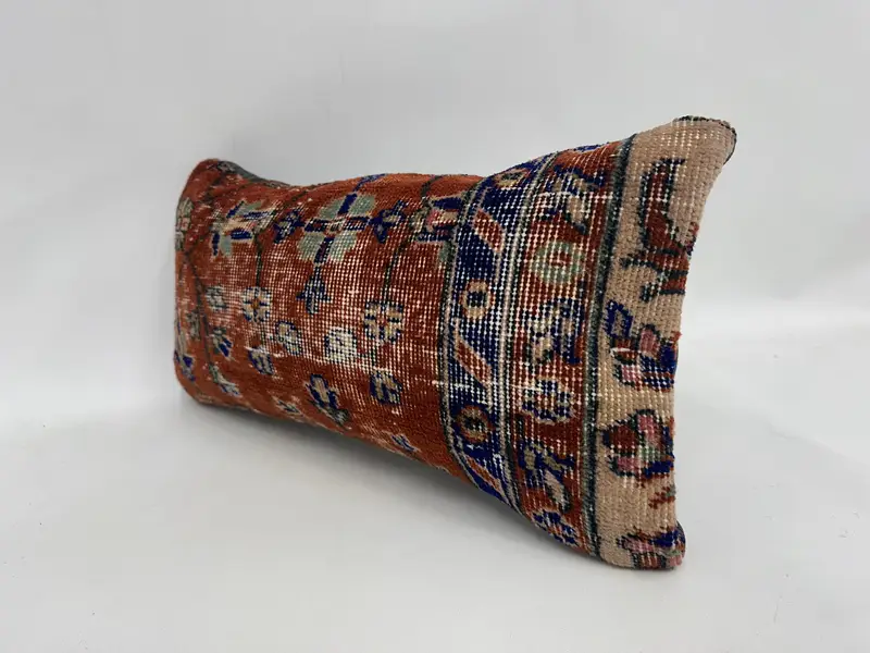 12x24 Red Cushion, Shabby Chic Pillow, Turkish Bench Pillow Case, Pillow Cover, Vintage Pillow, Antique Pillows, Kilim Cushion Sham - 4