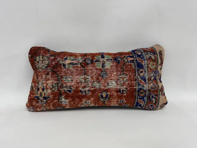 12x24 Red Cushion, Shabby Chic Pillow, Turkish Bench Pillow Case, Pillow Cover, Vintage Pillow, Antique Pillows, Kilim Cushion Sham - 1