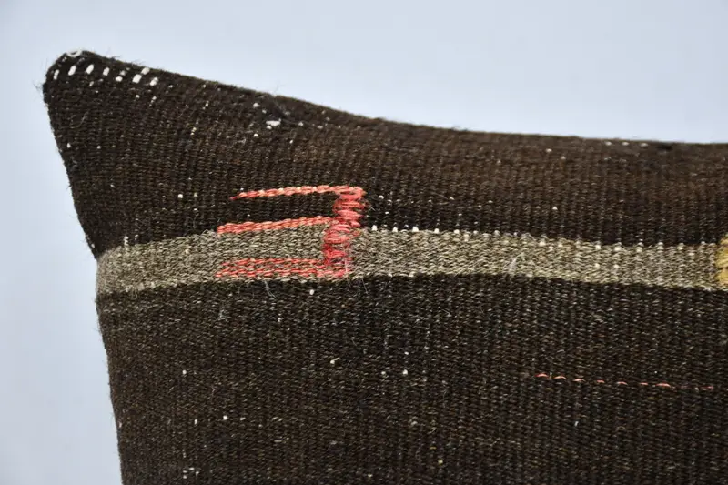 Handmade Kilim Cushion, Aesthetic Pillow Cover, Turkish Pillow, Pillow Sham, Home Decor Pillow, 20x20 Brown Pillow Sham - 2