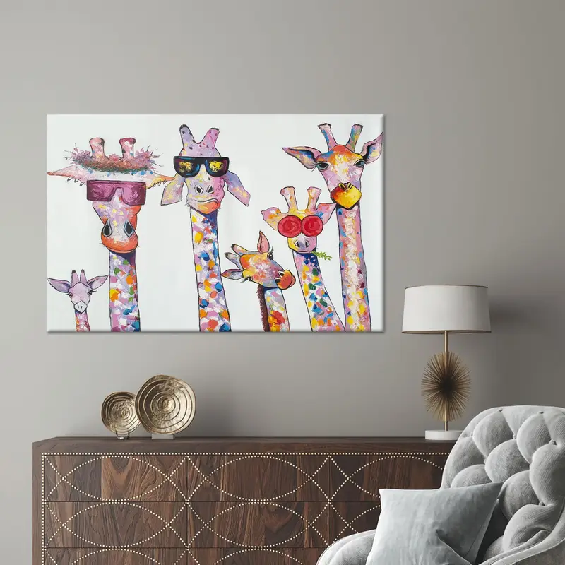Moderne Giraffen-Kinderzimmer-Leinwand: Abstrakter Kinderzimmer-Kunstdruck